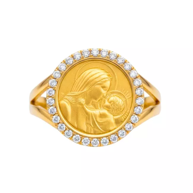 Bague Médaille Notre Dame de la confiance • Diamants