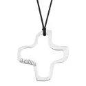 Pendentif croix classique - Pendentif croix Arcabas évidée en or blanc 18 carats - 16 mm - 2