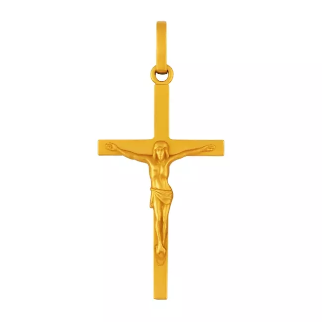 Pendentif croix latine avec Christ en or 18 carats