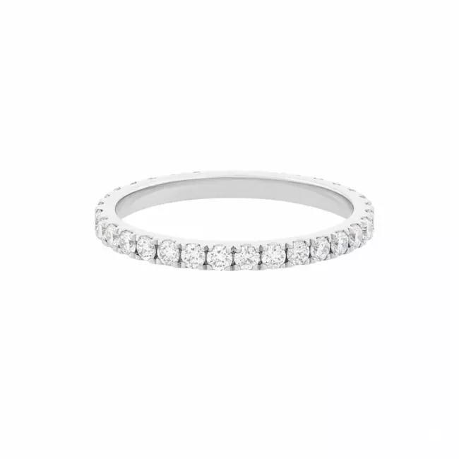 Bague Faustine • Forme ruban diamants 2mm or blanc