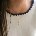 Pendentif croix classique - Pendentif Croix Jonc Fil en or jaune 18 carats - 4