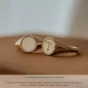 Bague - Bague chevalière diamant – Or jaune 18 carats, plateau 9 mm - 4