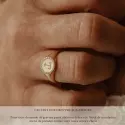 Bague - Bague chevalière diamant – Or jaune 18 carats, plateau 9 mm - 3