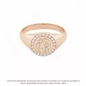 Bague - Bague chevalière diamant – Or rose 18 carats, plateau 9 mm - 5