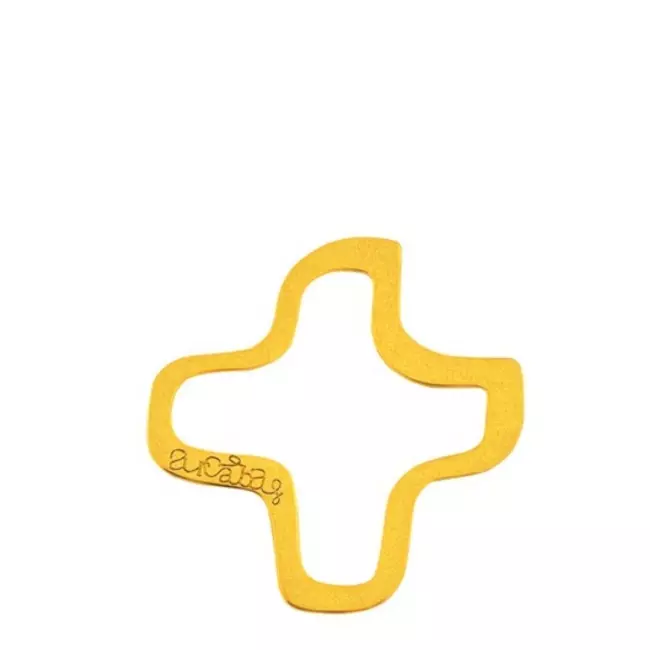 Pendentif croix Arcabas 14 mm en or jaune 18 carats avec signature de l’artiste