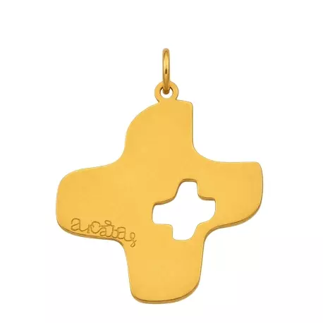 Croix Arcabas ajourée 18 mm en or jaune 18 carats