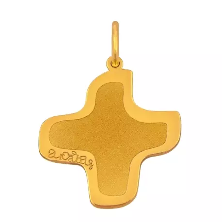 Croix Arcabas mate et polie 18 mm en or jaune 18 carats