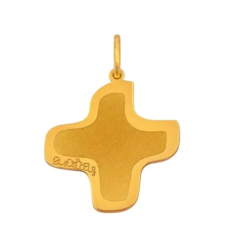 Croix Arcabas mate et polie 16 mm en or jaune 18 carats avec signature