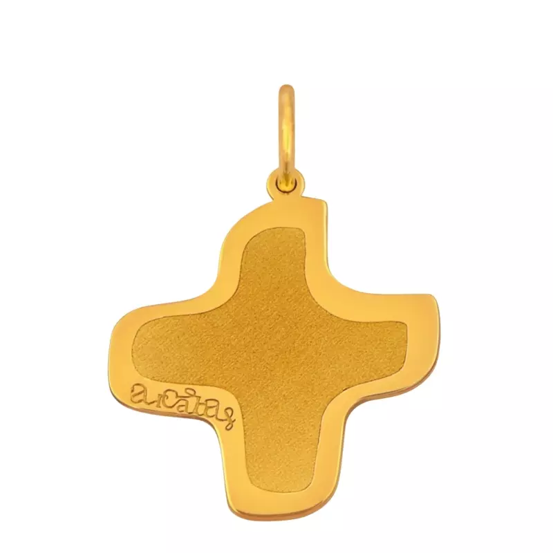 Pendentif croix classique - Croix Arcabas mate et polie en or jaune 18 carats - 16 mm