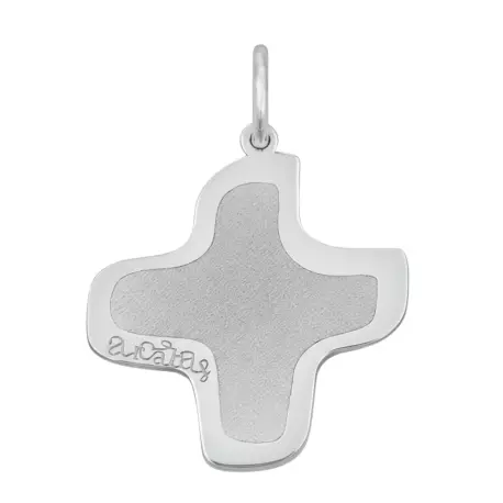 Pendentif croix Arcabas mate et polie en or blanc 18 carats