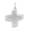 Pendentif croix classique - Croix Arcabas mate et polie 16 mm en or blanc - 18 carats - 0