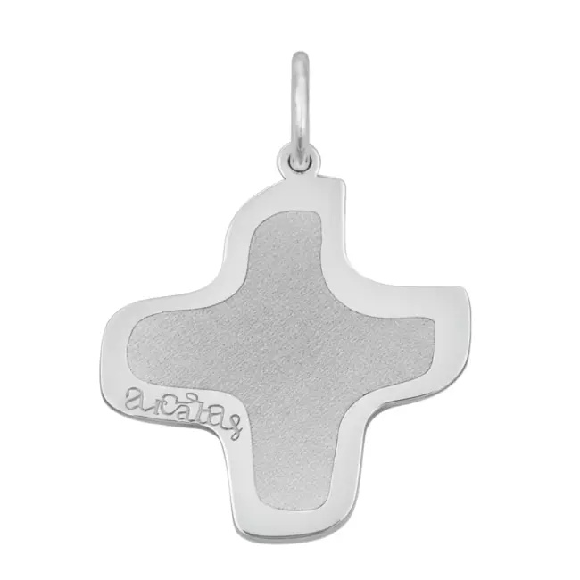 Pendentif croix Arcabas mate et polie en or blanc 18 carats