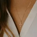 Joaillerie - Croix Célestine or rose & diamants - 2