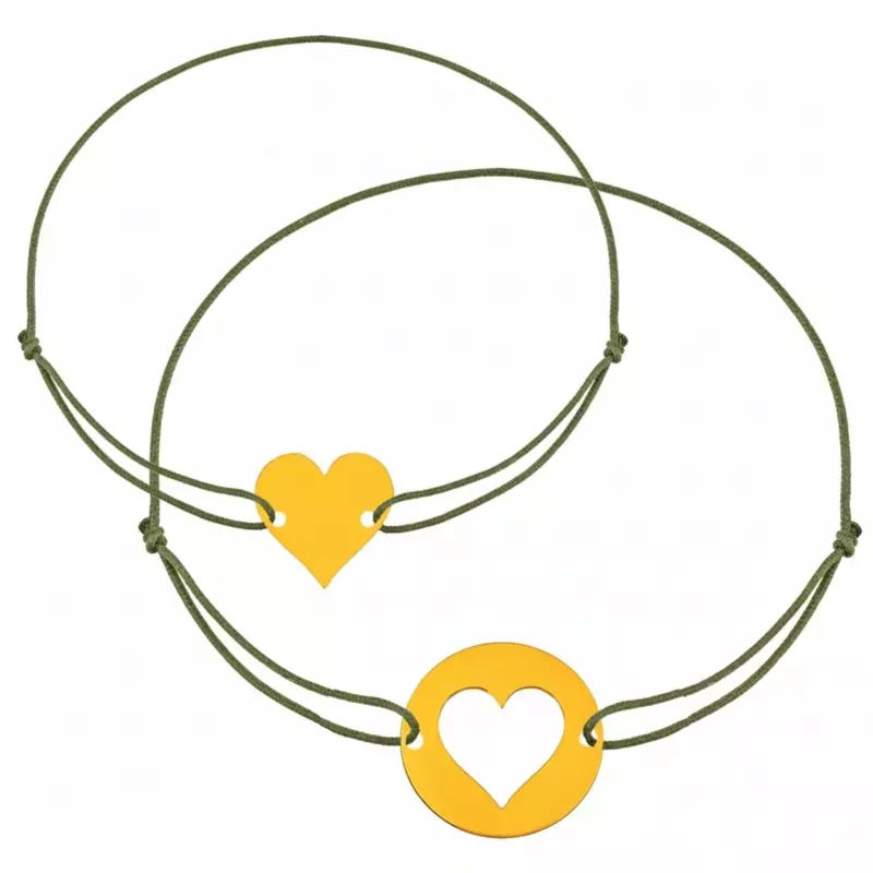 Bracelet sur cordon - Bracelet toi et moi • Coeur