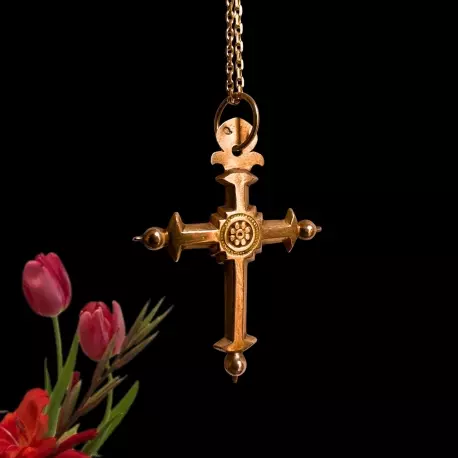 PENDENTIF CROIX XIXE OR JAUNE