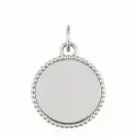 Pendentif personnalisé - Médaille jeton perlé 15 mm en or blanc 18 carats à personnaliser - 0