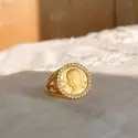 Bague - Bague Médaille Vierge rayonnante • Diamants - 1