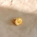 Bague - Bague Médaille Vierge rayonnante • Diamants - 2