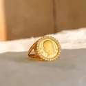 Bague - Bague Médaille Vierge rayonnante • Diamants - 3