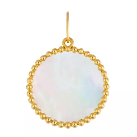 Médaille jeton perlé nacre 16mm