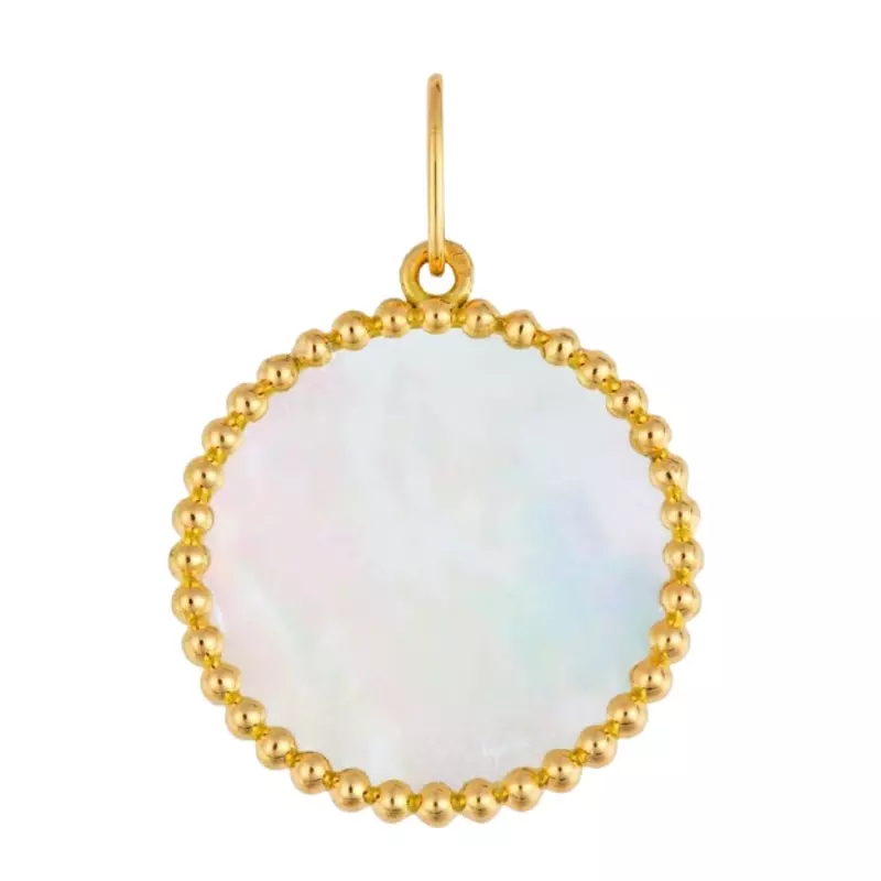 Pendentif personnalisé - Médaille jeton perlé nacre 18mm
