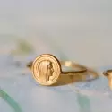 Bague - Bague médaille Vierge de profil • or 9 carats - 3