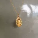 Médaille de baptême - Vierge de profil ajourée • or 9 carats - 2