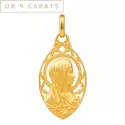 Médaille de baptême - Vierge de profil ajourée • or 9 carats - 0