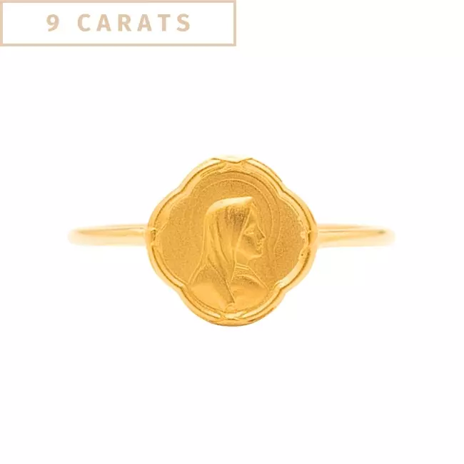 BAGUE VIERGE AU VOILE OR JAUNE 9 CARATS