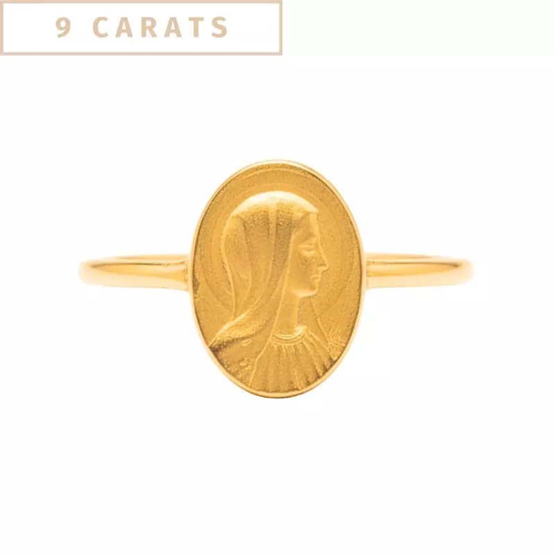 Bague - Bague médaille Vierge Ovale • or 9 carats
