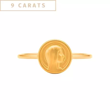 Bague médaille Vierge de profil • or 9 carats