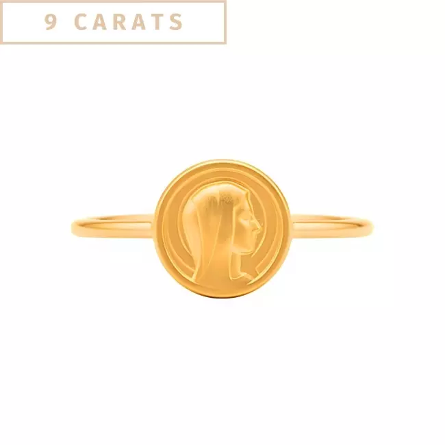 Bague médaille Vierge de profil • or 9 carats
