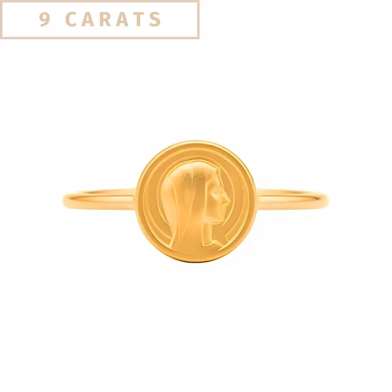 Bague - Bague médaille Vierge de profil • or 9 carats