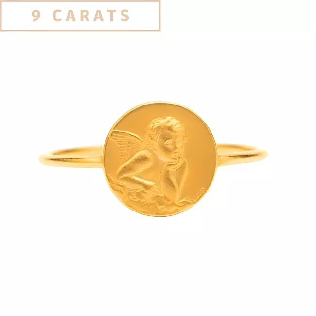 BAGUE ANGE PENSEUR OR JAUNE 9 CARATS