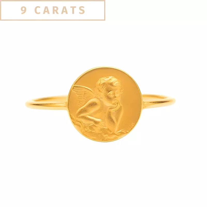 Bague - Bague médaille Ange Penseur • or 9 carats