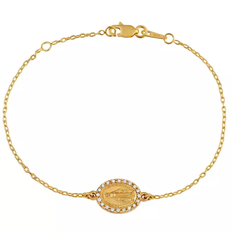 Médaille Miraculeuse - Bracelet maille •  Médaille Miraculeuse diamants