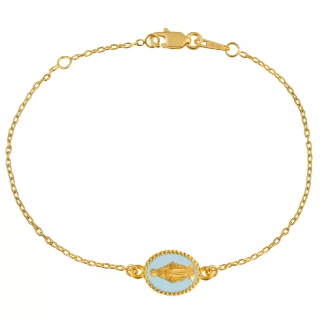 Bracelet • Médaille Miraculeuse bleu ciel