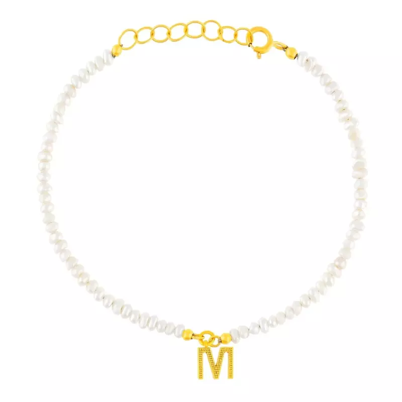 Collection bijoux initiale - Bracelet perles fines • Initiale or