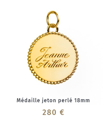 Médaille jeton perlé 18 mm