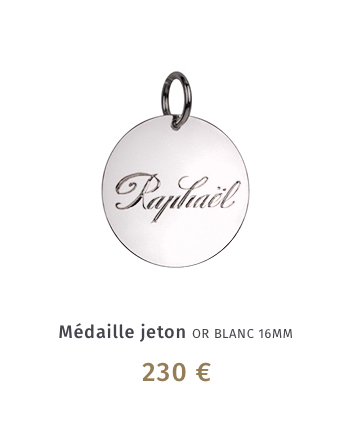 Medaille jeton 16 mm or blanc