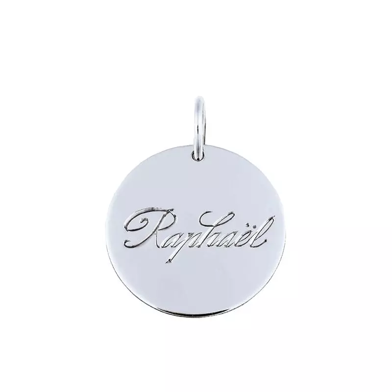 Pendentif personnalisé - Médaille Jeton 16mm or blanc - 2