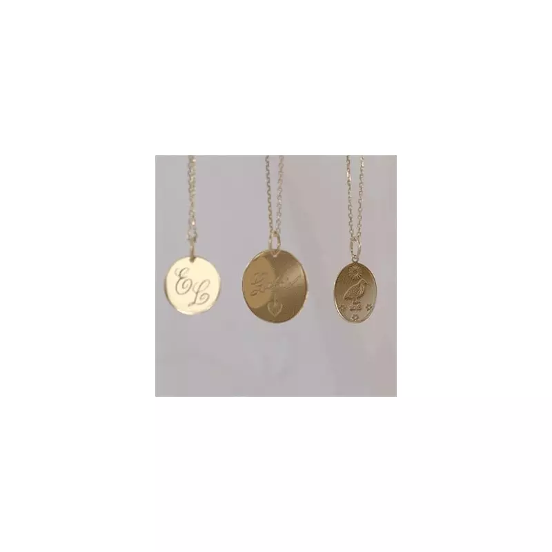 Pendentif personnalisé - Médaille Jeton 14mm or jaune - 6